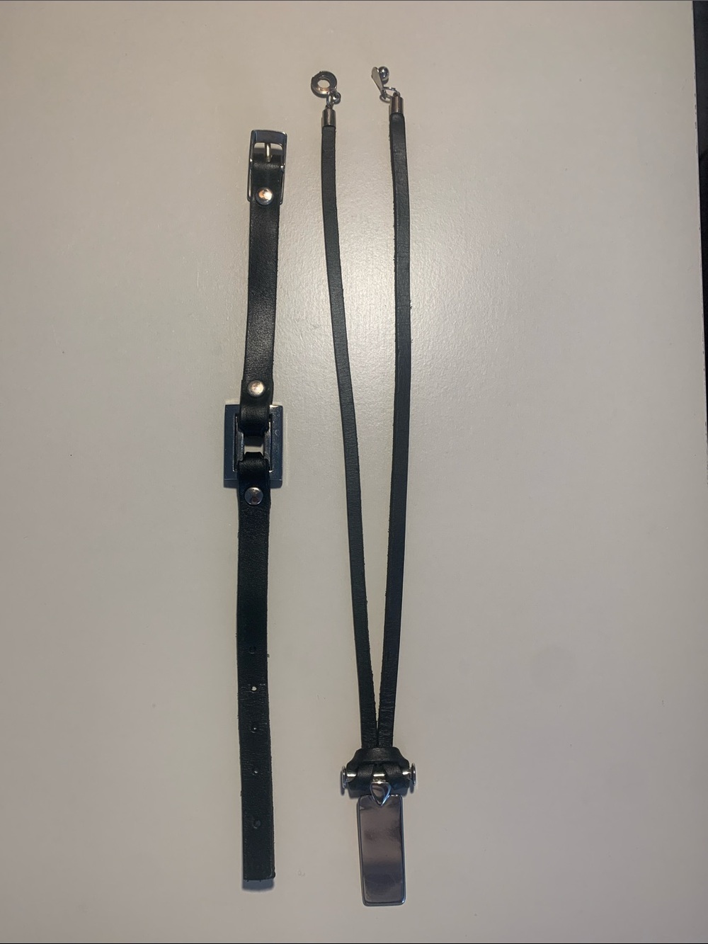 Black Leather and silver plated Necklace Set - Women Accessories